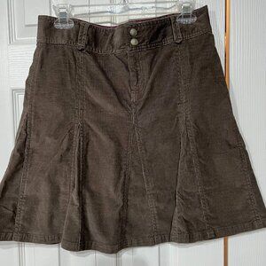 Athleta Skirt 4 Brown Corduroy Casual Athletic A-line Zip Snap Drawstring 18"